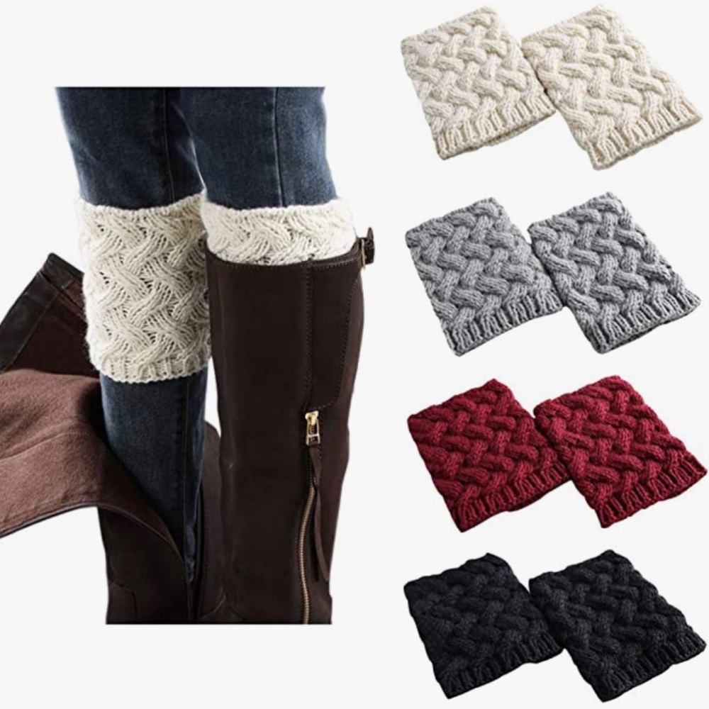 FAYBOX Short Women Crochet Boot Cuffs Winter Cable Knit Leg Warmers